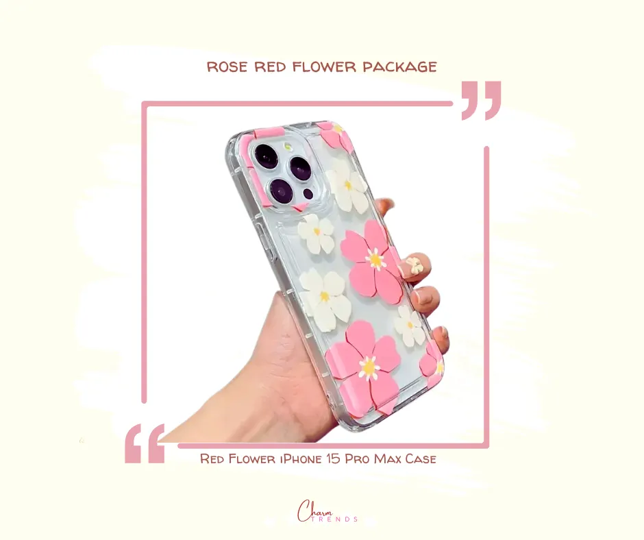 Rose Red Flower Collection: iPhone Case, Lipstick Case &  Jelly Balloon Dog Charm.