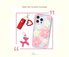 Rose Red Flower Collection: iPhone Case, Lipstick Case &  Jelly Balloon Dog Charm.