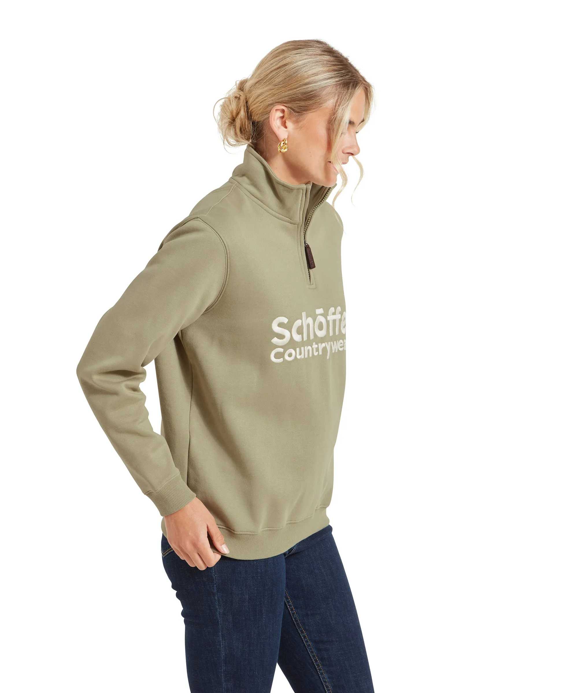 St Issey Quarter Zip Sweatshirt - Light Sage