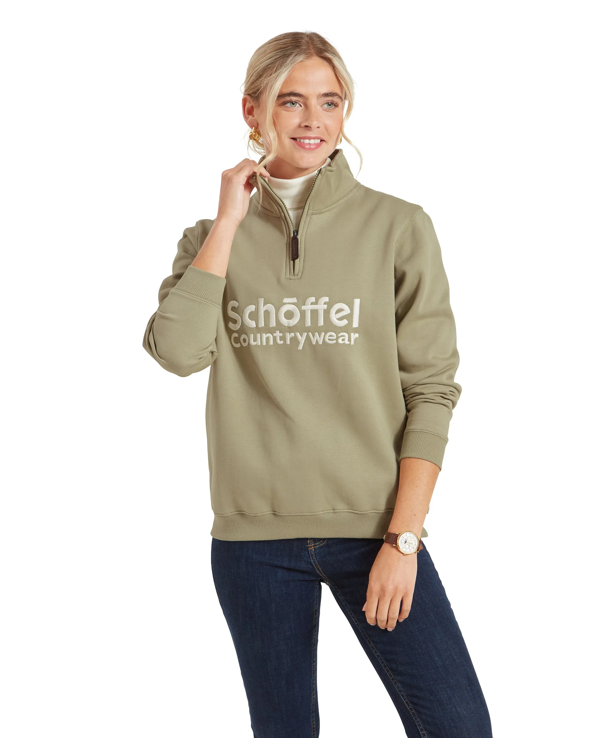 St Issey Quarter Zip Sweatshirt - Light Sage