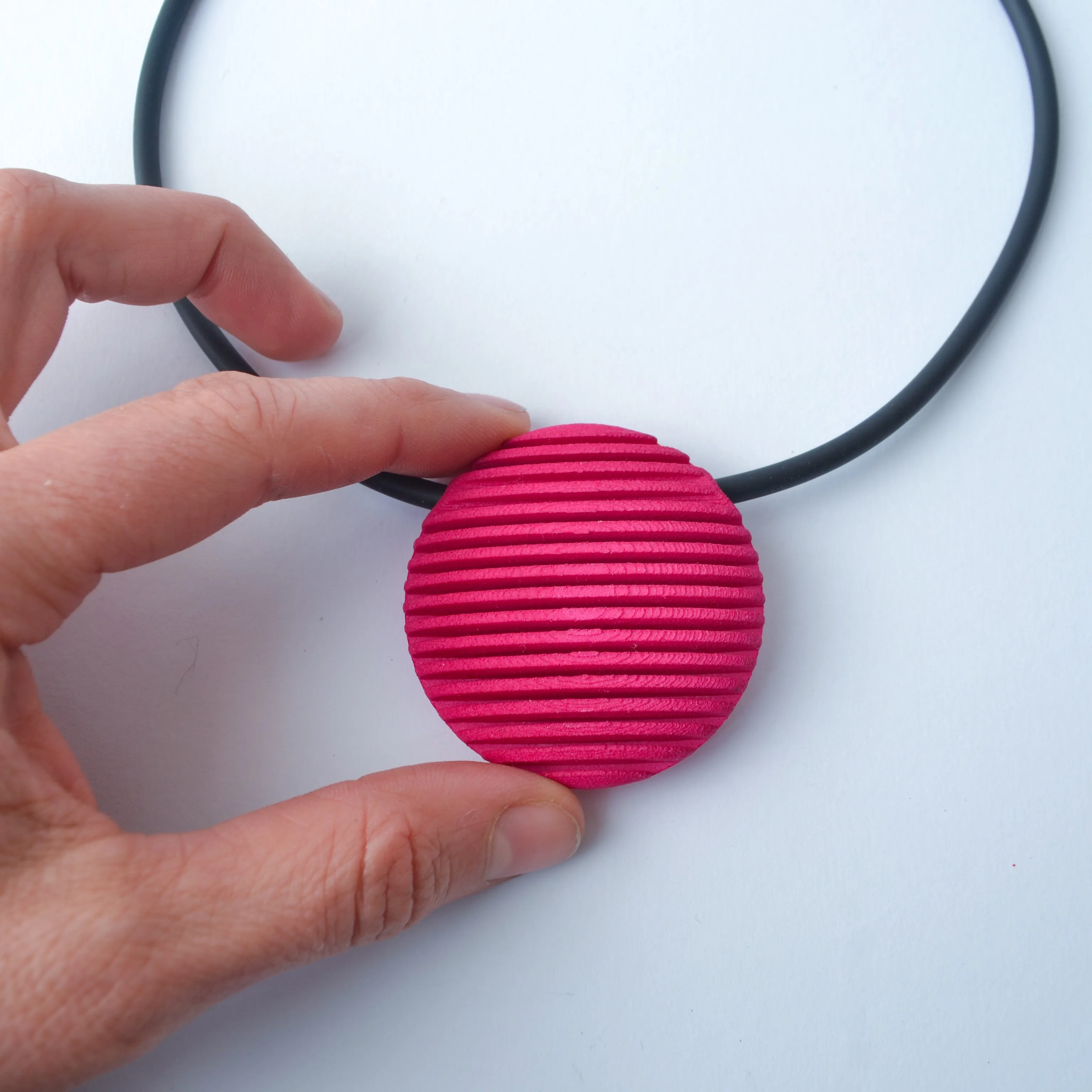 Statement 3D Printed Circle Pendant - Optical
