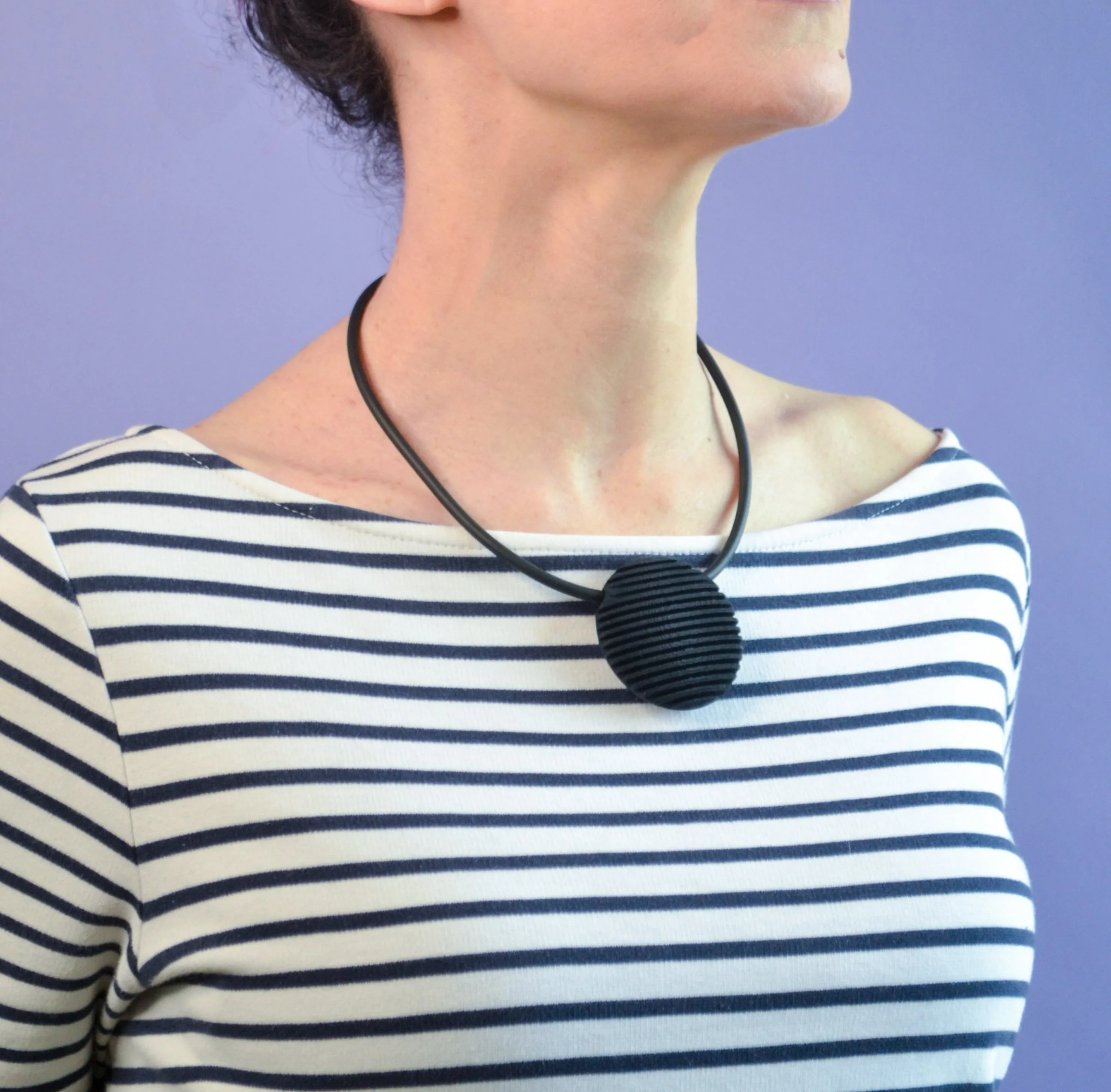 Statement 3D Printed Circle Pendant - Optical