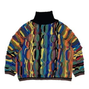 Vintage Japanese Classic Loose Pop Color Sweater with High Collar