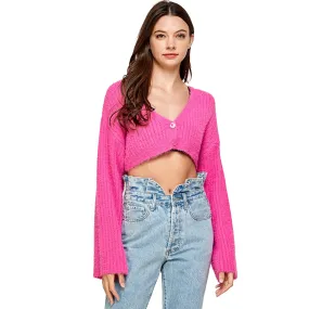 Vneck Crop Cardigan Sweater