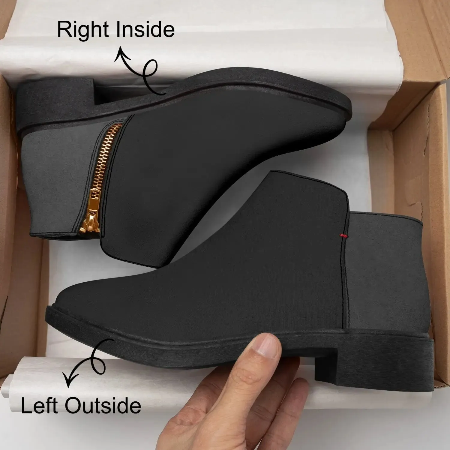 Women Classic Black Zipper Boots
